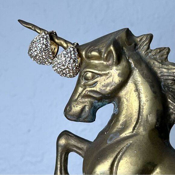 nOir earrings 🖤 new 🖤 clear/white stones with gold tone - Picture 4 of 5